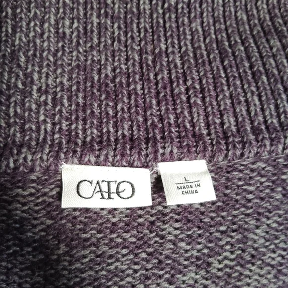 Cato Purple Cardigan Button Sweater 3/4 Sleeves Sz-L - Picture 4 of 5